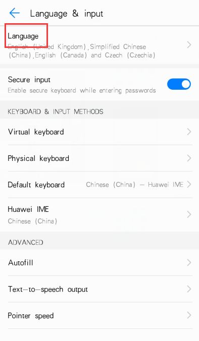 华为手机调英语怎么